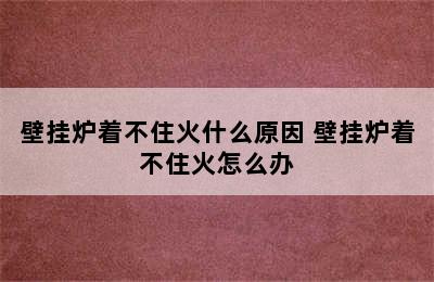 壁挂炉着不住火什么原因 壁挂炉着不住火怎么办